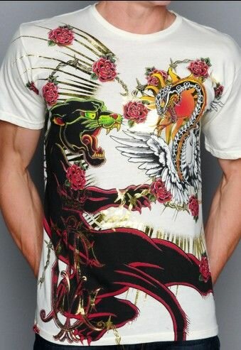 Christian Audigier Mans Short sleeve Tees Panther