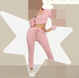 Two piece pants set pink